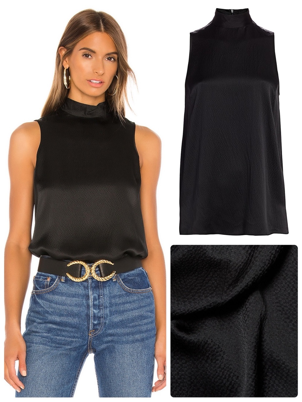 ATM Anthony Thomas Mellilo NWT Hammered Silk Mock Neck Sleeveless Formal Halter